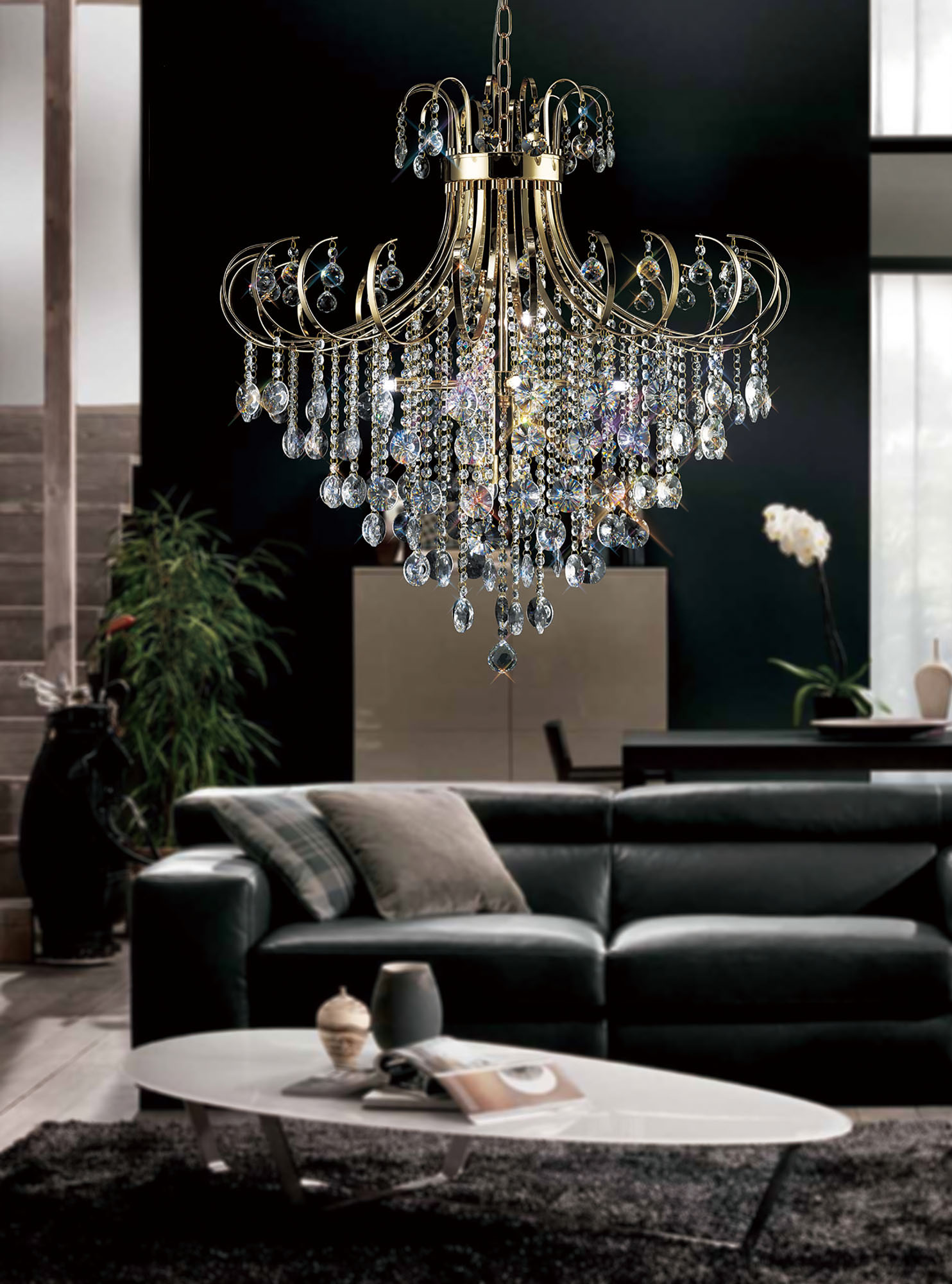 Rosina Crystal Ceiling Lights Diyas Multi Arm Crystal Fittings